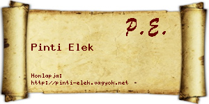 Pinti Elek névjegykártya